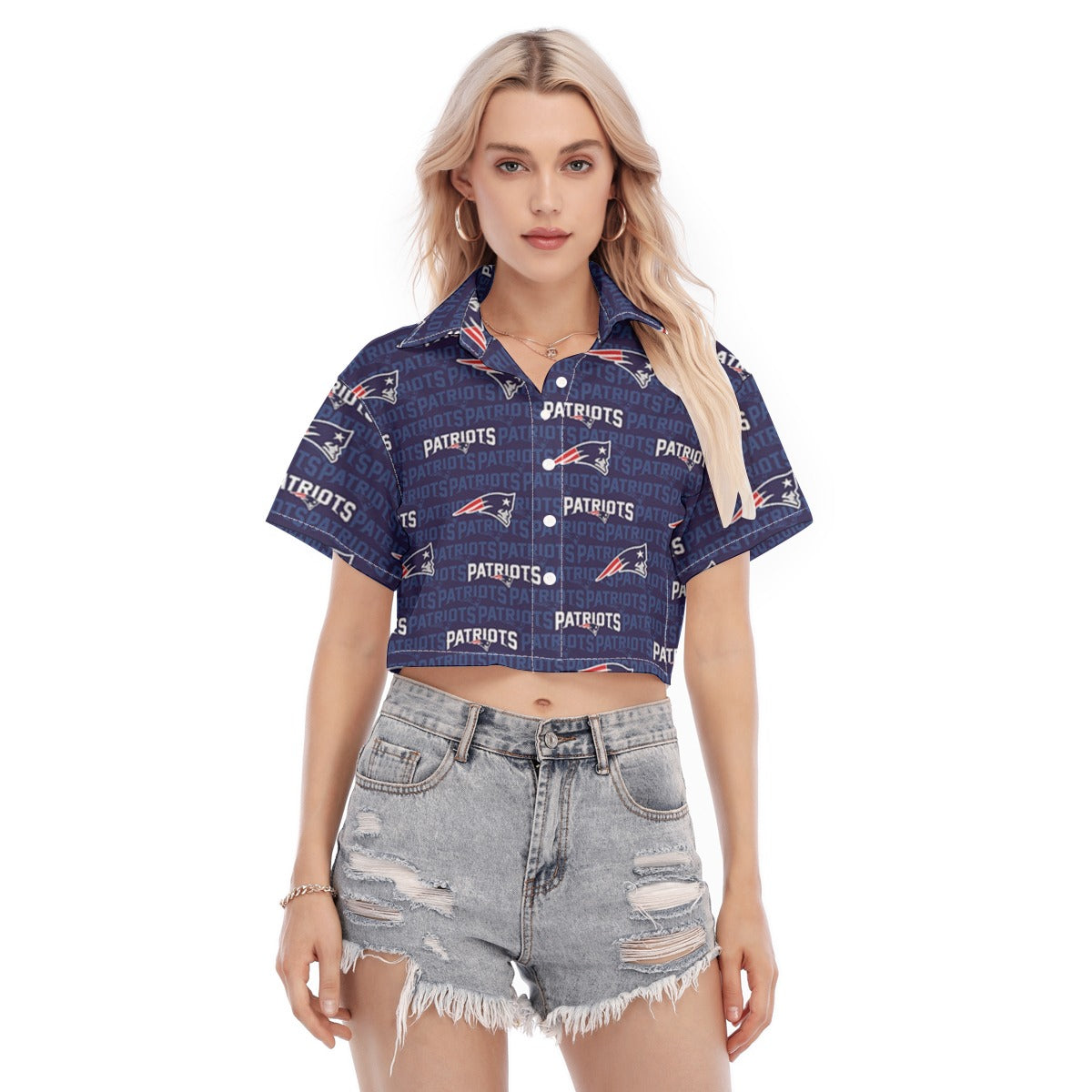 New England Football Game Day All-Over Print Women's Cropped Shirt