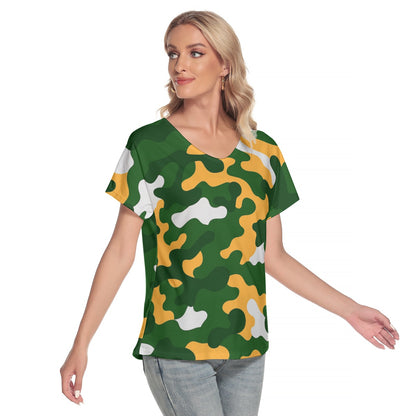 Green Bay Football Game Day All-Over Print Women's Loose V-neck Short Sleeve T-shirt