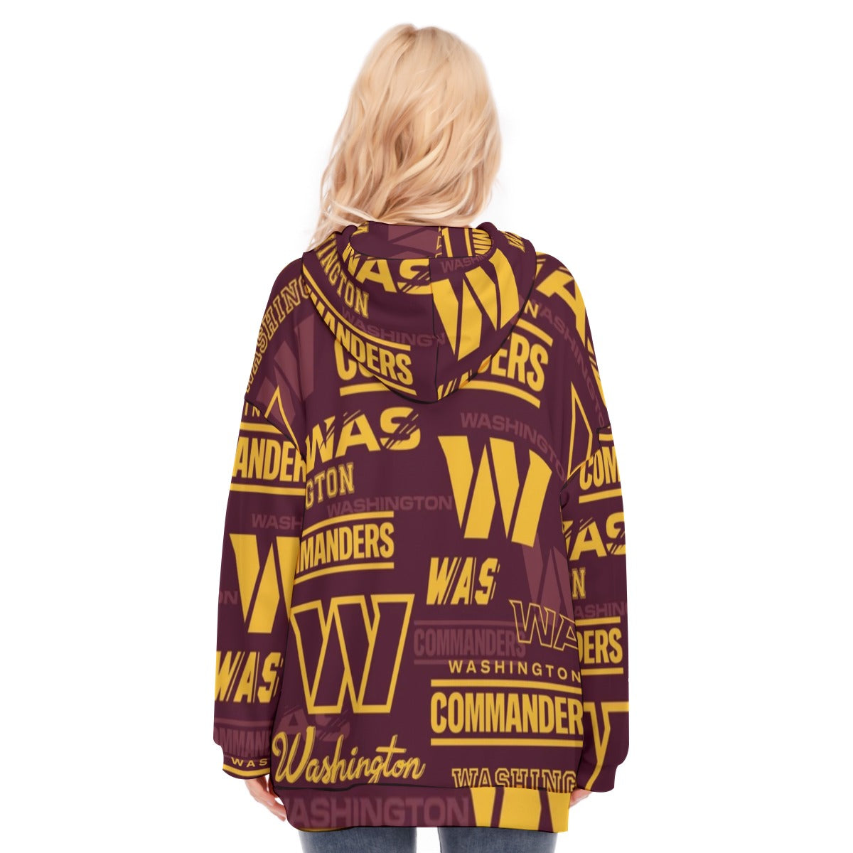 Washington Commanders Women's Long Hoodie With Zipper Closure