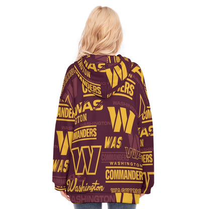Washington Commanders Women's Long Hoodie With Zipper Closure