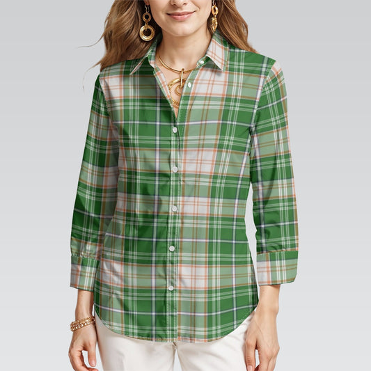 Miami Tartan Plaid Hurricanes  Women's 3/4 Sleeve Shirt
