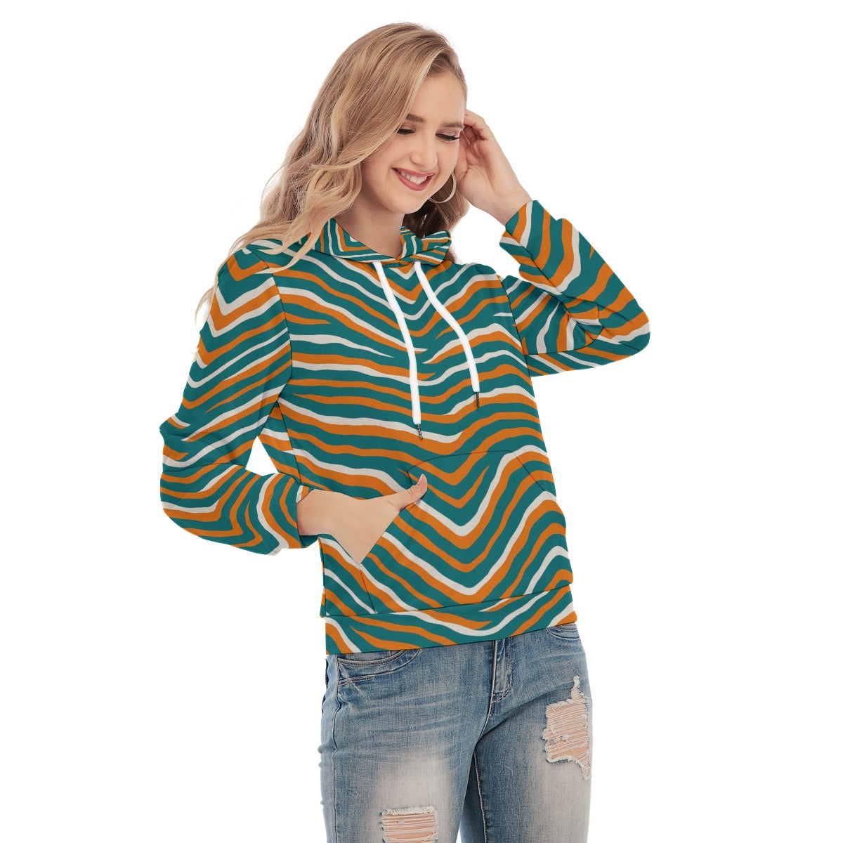 Miami Football Game Day All-Over Print Women's Slim Pullover Hoodie