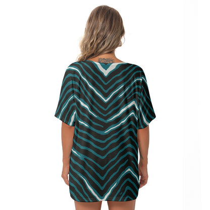 Philadelphia Football Game Day All-Over Print Women's Bat Sleeves V-Neck Blouse