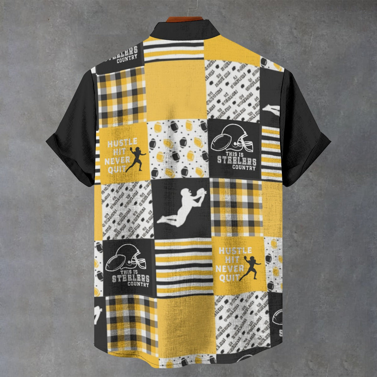 All-Over Print Men's Stand Collar Shirt|110GSM Imitation Flax