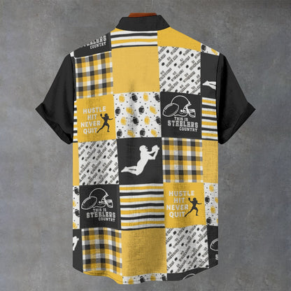 All-Over Print Men's Stand Collar Shirt|110GSM Imitation Flax