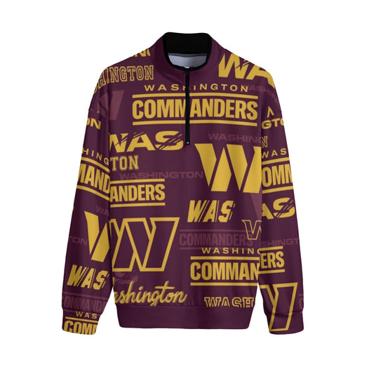 Washington Commanders Men's Stand-up Collar Sweater With Zipper Closure