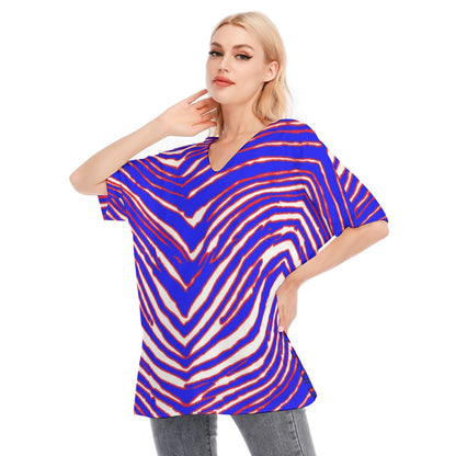 Buffalo Bills Zubaz Women's Bat Sleeves Blouse | 190GSM Cotton