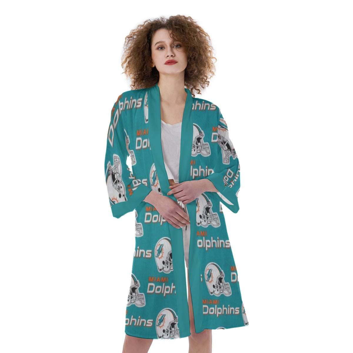 Miami Football Game Day All-Over Print Women's Satin Kimono Robe