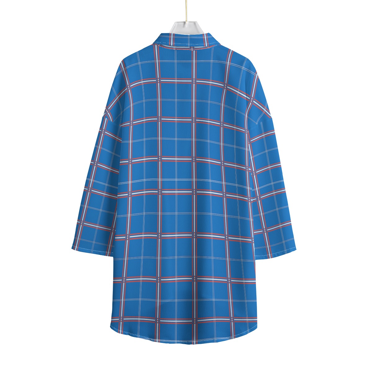 Kansas Tartan Plaid Jayhawks Women's Chiffon Shirt With Elbow Sleeve