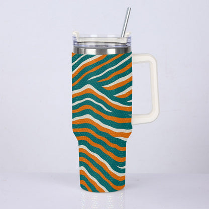 Miami Football Game Day 40oz Diamond Cup With Stainless Steel Straw