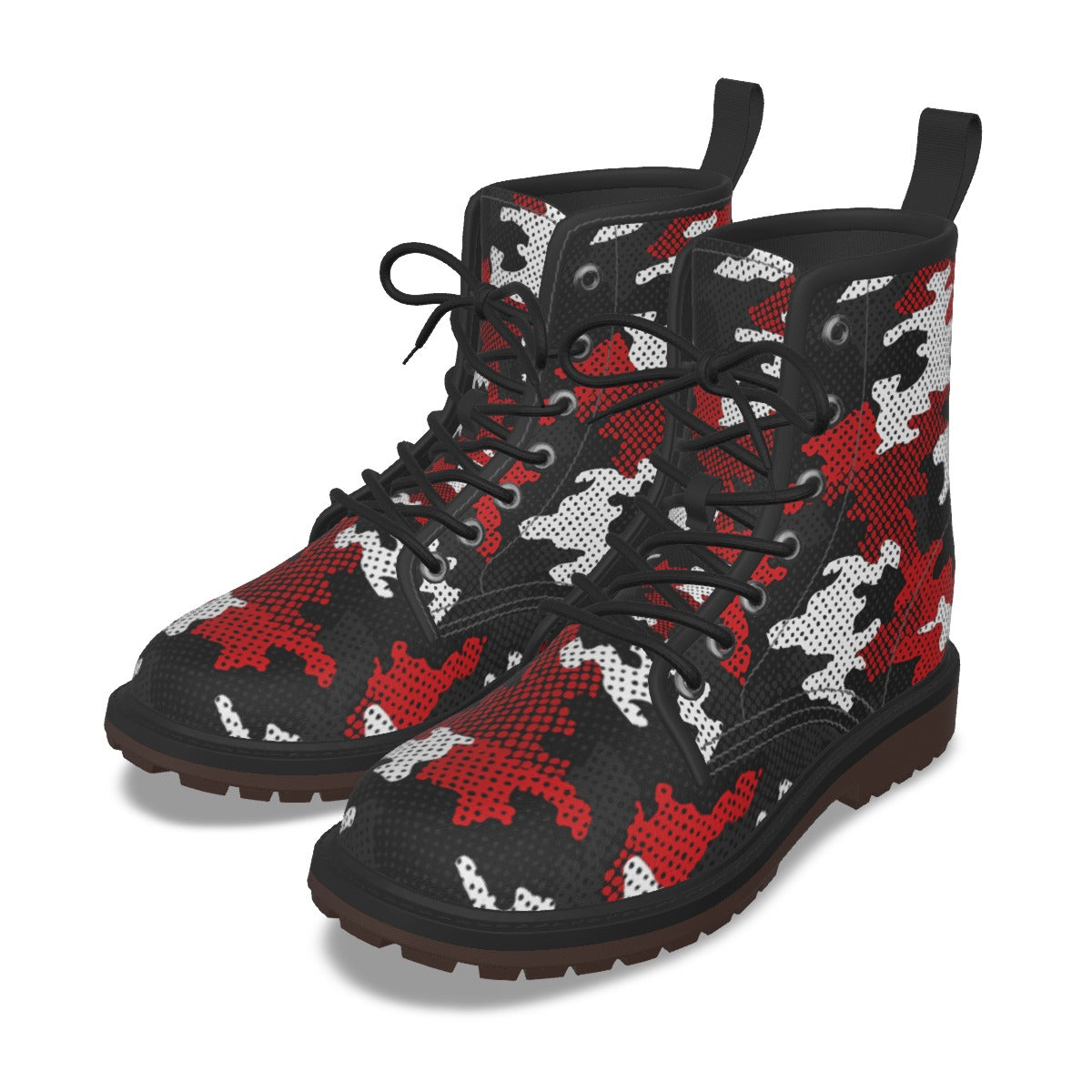 Urban Legend Utah Red, Black, and White Camo Martin Short Boots – Utes-Inspired Streetwear for Game