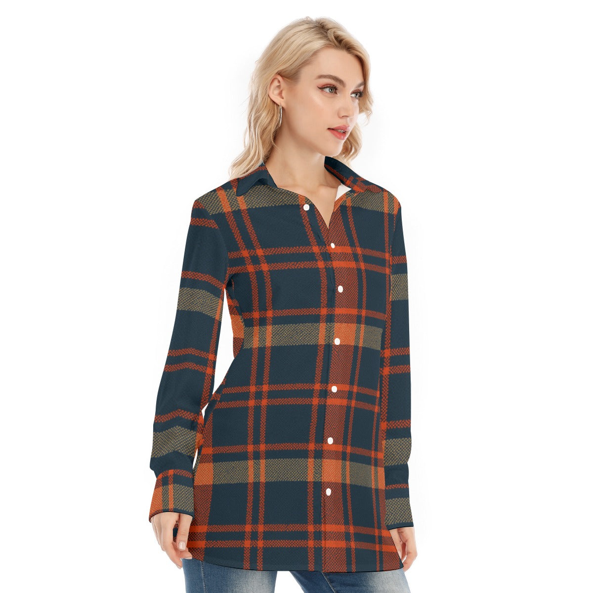 Auburn - Tigers Tartan Plaid Women's Long Shirt