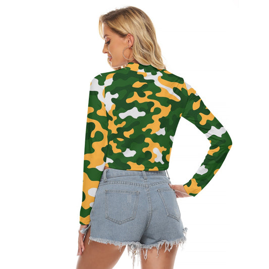 Green Bay Football Game Day All-Over Print Women's Hollow Chest Keyhole Tight Crop Top