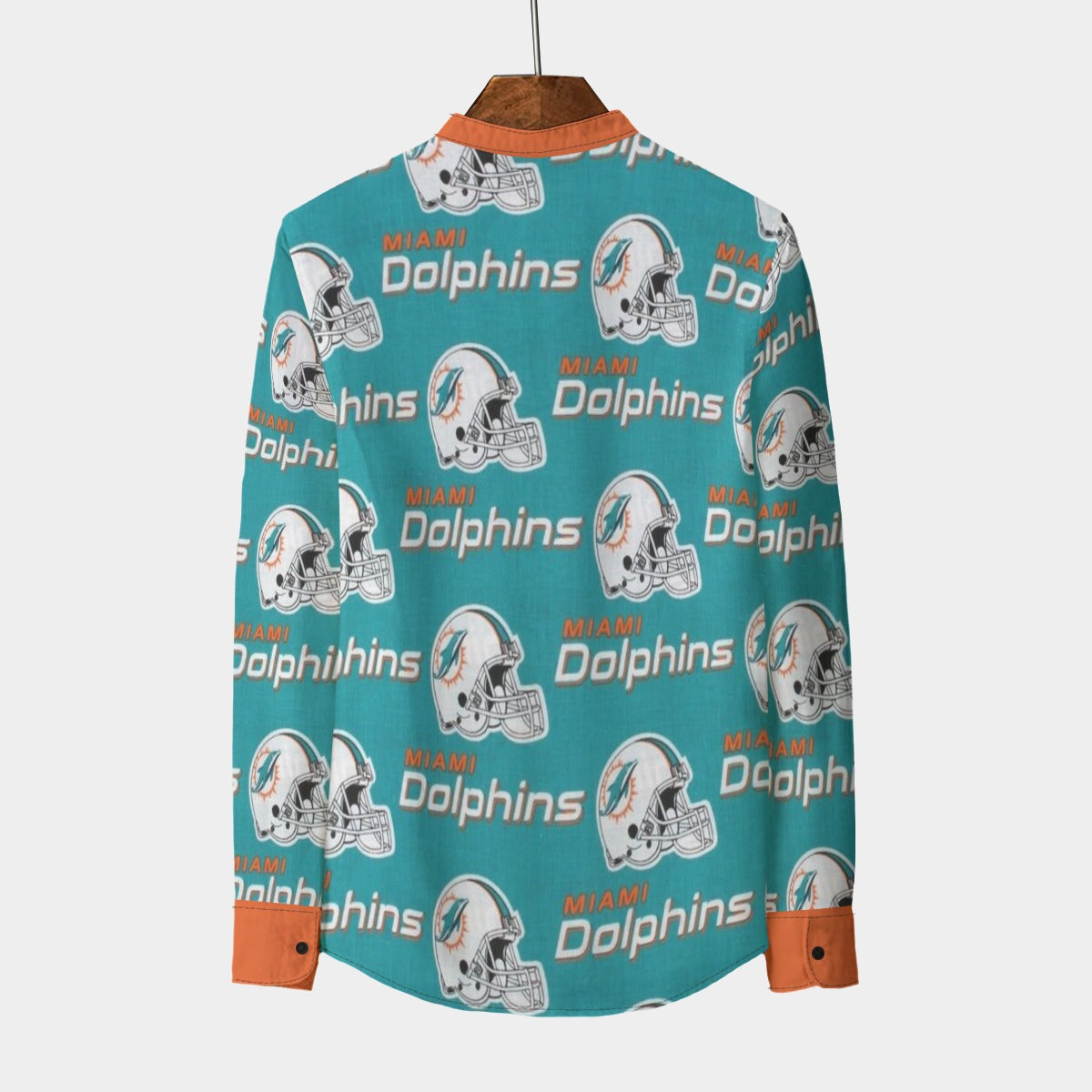 Miami Football Game Day All-Over Print Men's Stand Collar Shirt With Long Sleeve|110GSM Imitation Flax