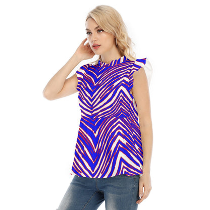 Buffalo Bills Zubaz Women's Blouse With Lotus Leaf Lace