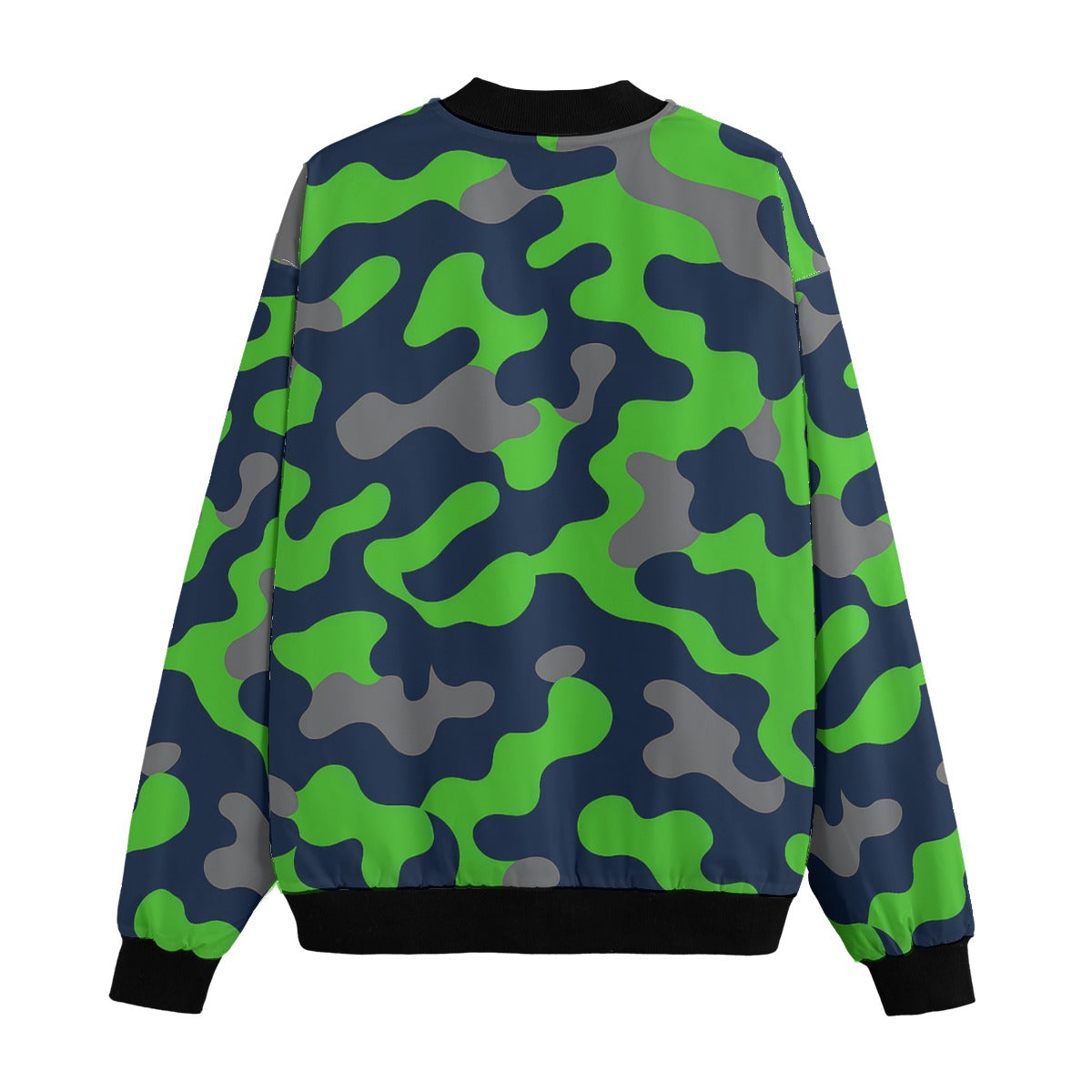 Seattle Seahawks Camo Fleece Bomber Jacket – Navy, Green and Gray NFL Streetwear
