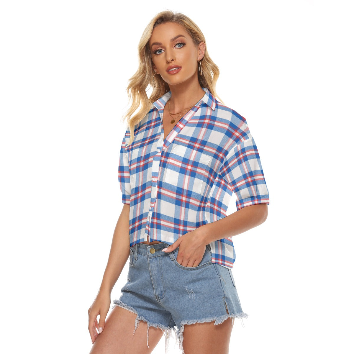Buffalo Bills Tartan plaid Women's V-neck Shirts