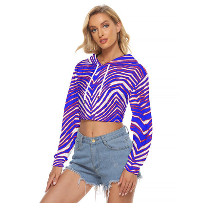 Buffalo Bills Zubaz Women's Crop Top Hoodie|Velvet