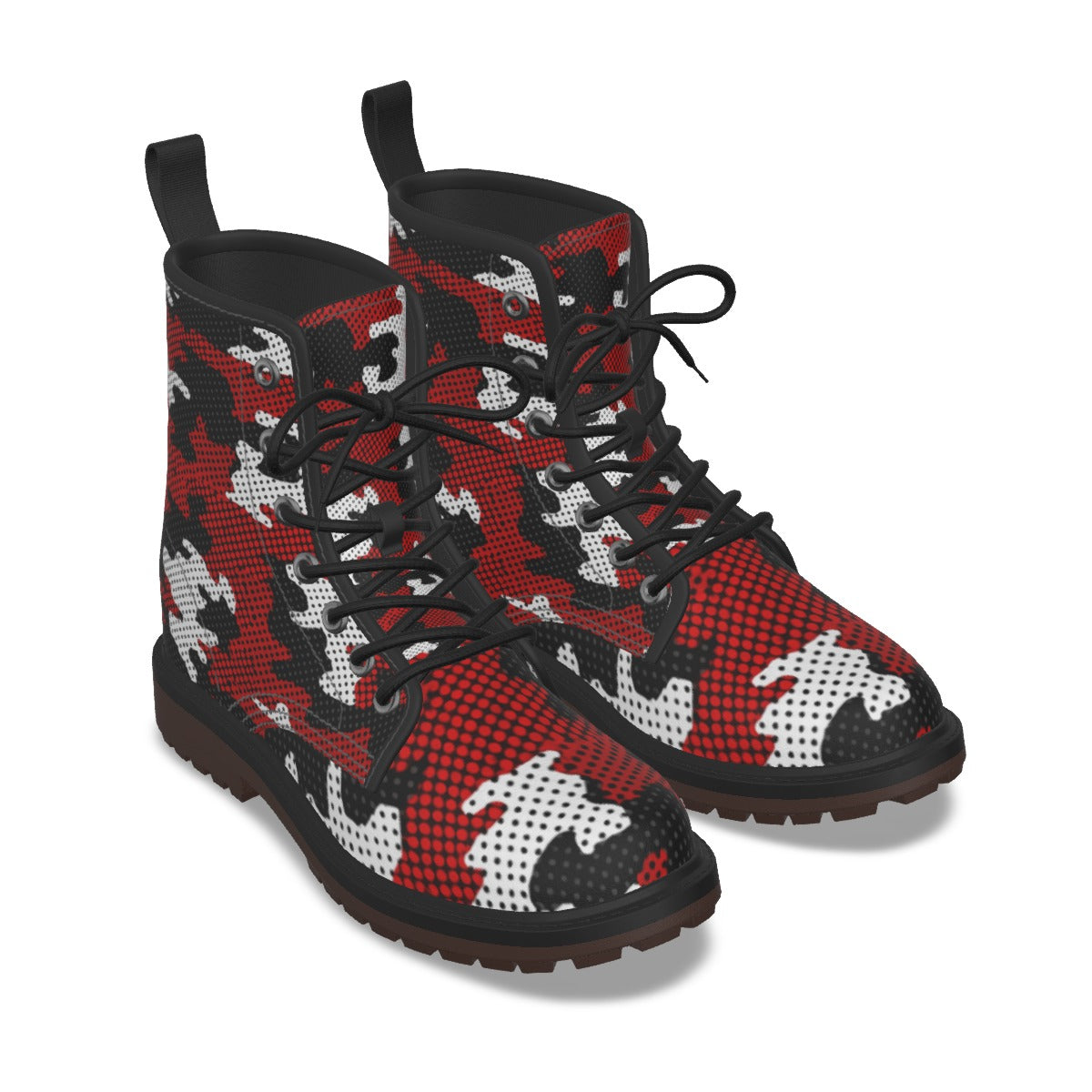 Urban Legend Cincinnati Red and Black Camo Martin Short Boots – Fierce Bearcats-Inspired Streetwear