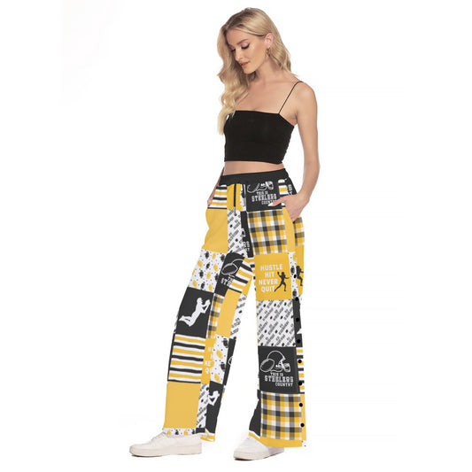 All-Over Print Women's Side Slit Snap Button Trousers
