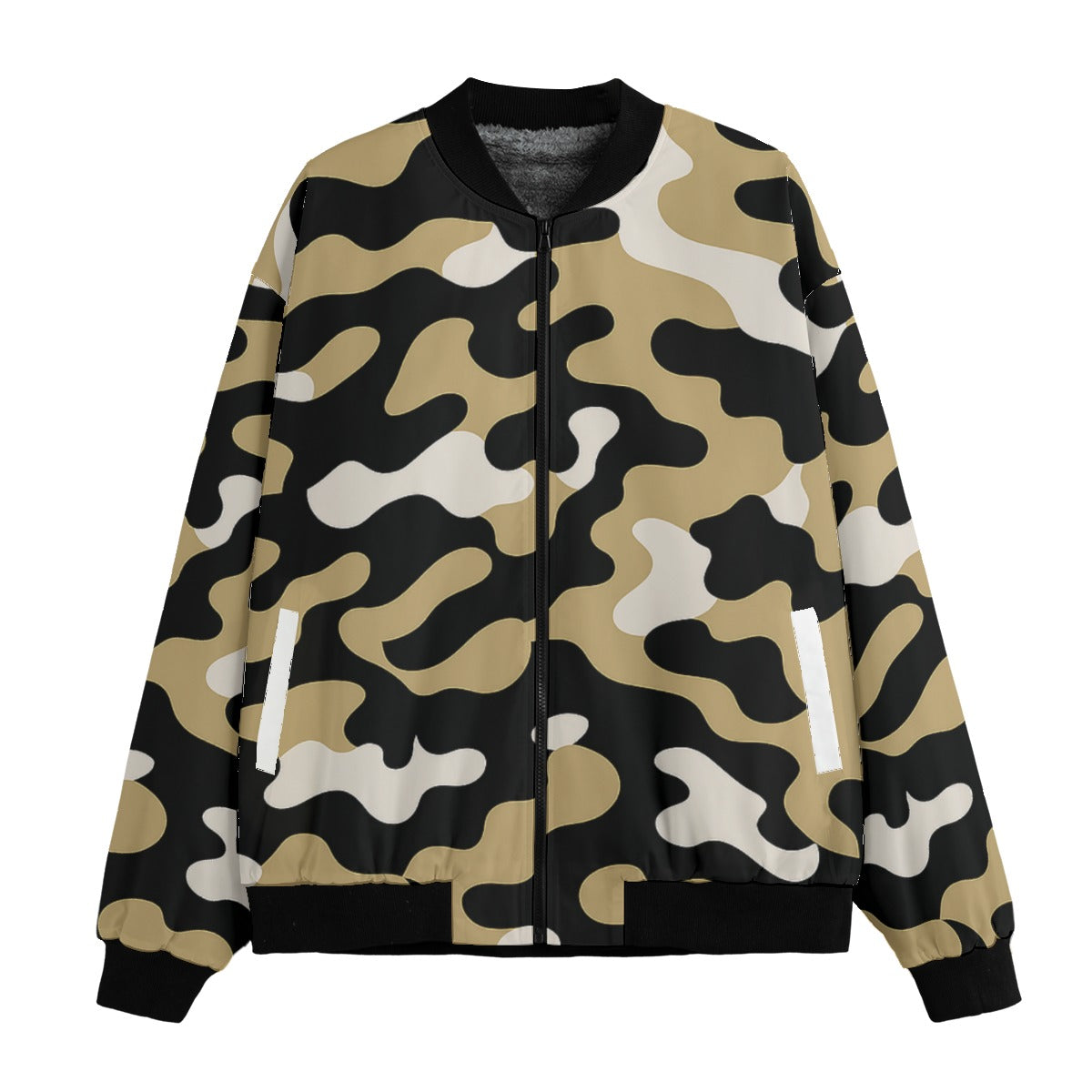 New Orleans Saints Camo Fleece Bomber Jacket – Black, Gold and White NFL Streetwear