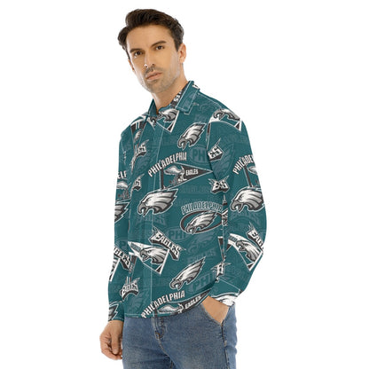 Philadelphia Football Game Day All-Over Print Men's Lapel Collar Shirt With Concealed Placket