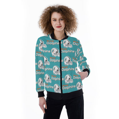 Miami Football Game Day All-Over Print Women's Ribbed Stand-up Collar Jacket