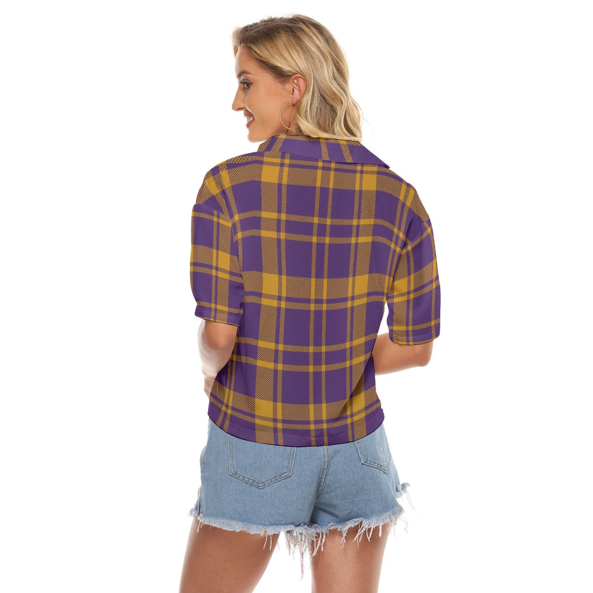 Urban Legend Louisiana Tigers Tartan Plaid Women's V-Neck Shirt – Purple and Gold College Streetwear