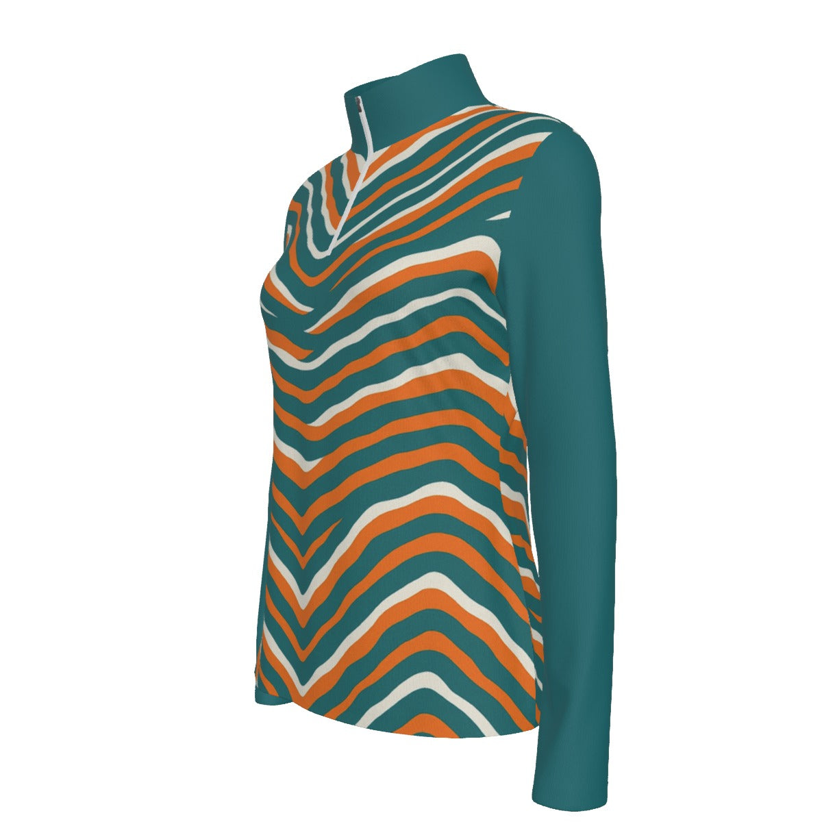 Miami Football Game Day All-Over Print Women's Sports Collar Jersey With Long Sleeve| Interlock