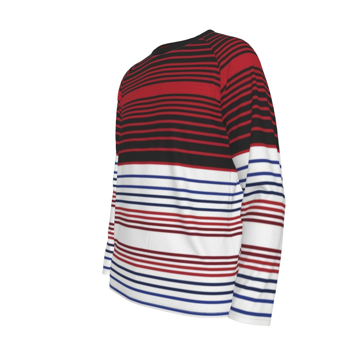 Red Black and White Striped Long Sleeve Shirt – Modern Parisian Chic