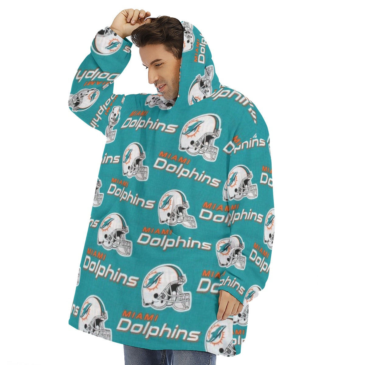 Miami Football Game Day All-Over Print Unisex Sherpa Fleece Hoodie Blanket