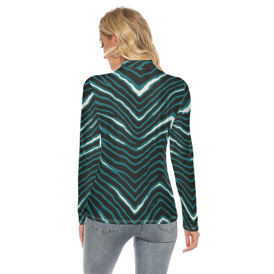 Philadelphia Football Game Day All Over Print Women's Stretchable Turtleneck Top