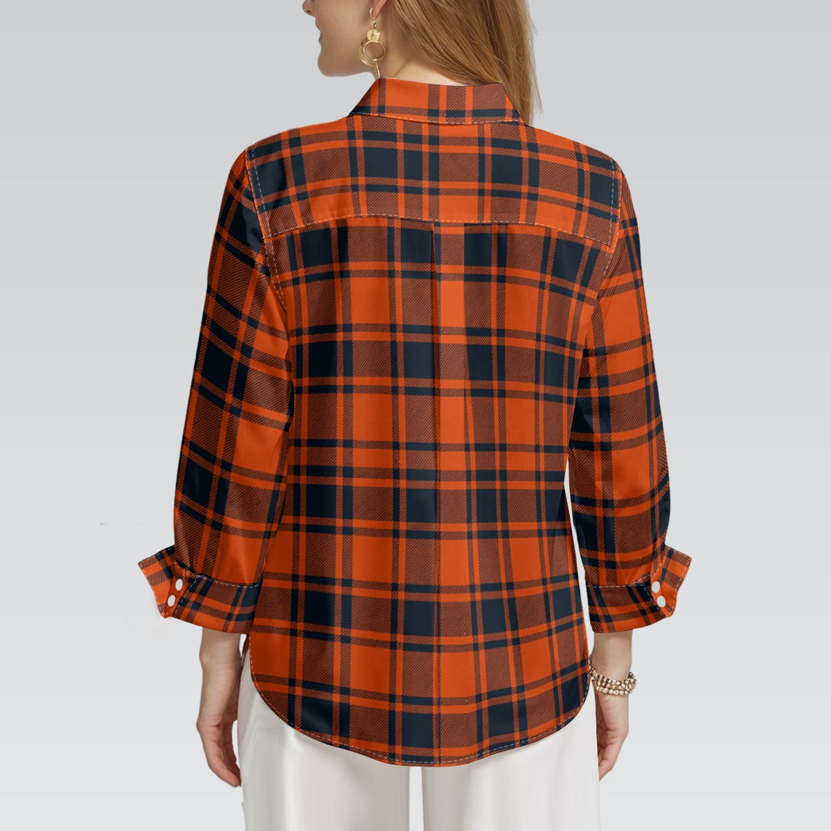 Illinois Urbana - Fighting Illini Tartan Plaid Women's 3/4 Sleeve Shirt