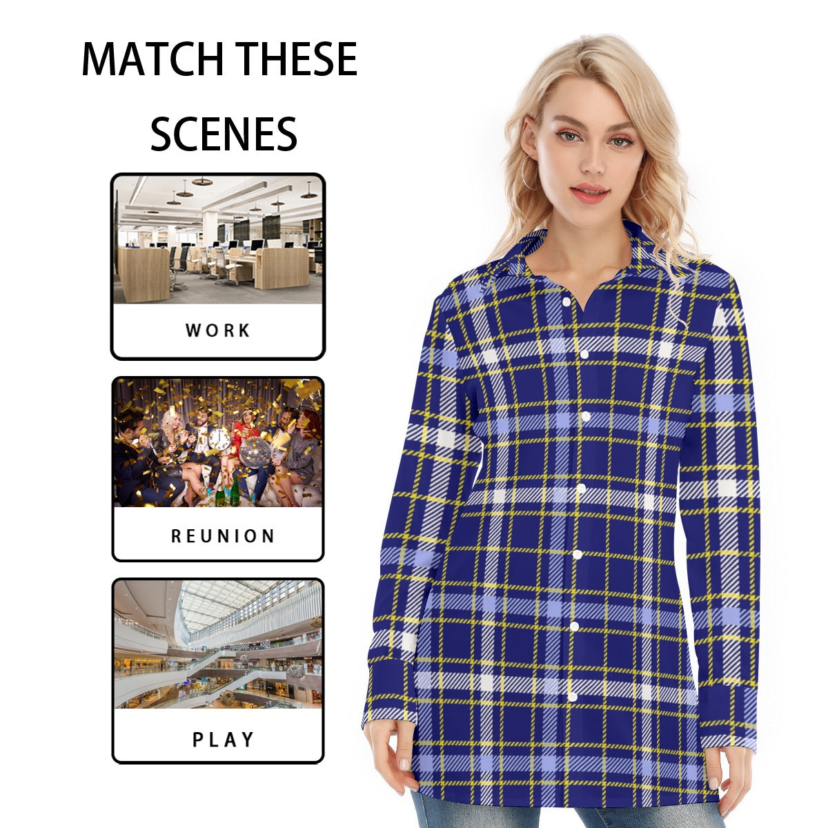 Michigan Tartan Plaid Wolverines Women's Long Shirt