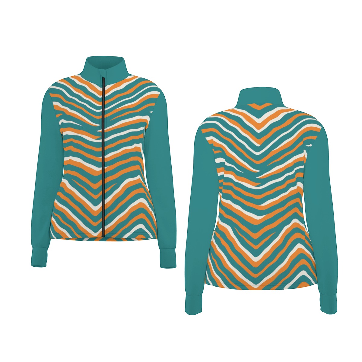 Miami Football Game Day All-Over Print Women's Long Sleeve Thumbhole Jacket