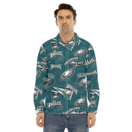 Philadelphia Football Game Day All-Over Print Men's Lapel Collar Shirt With Concealed Placket