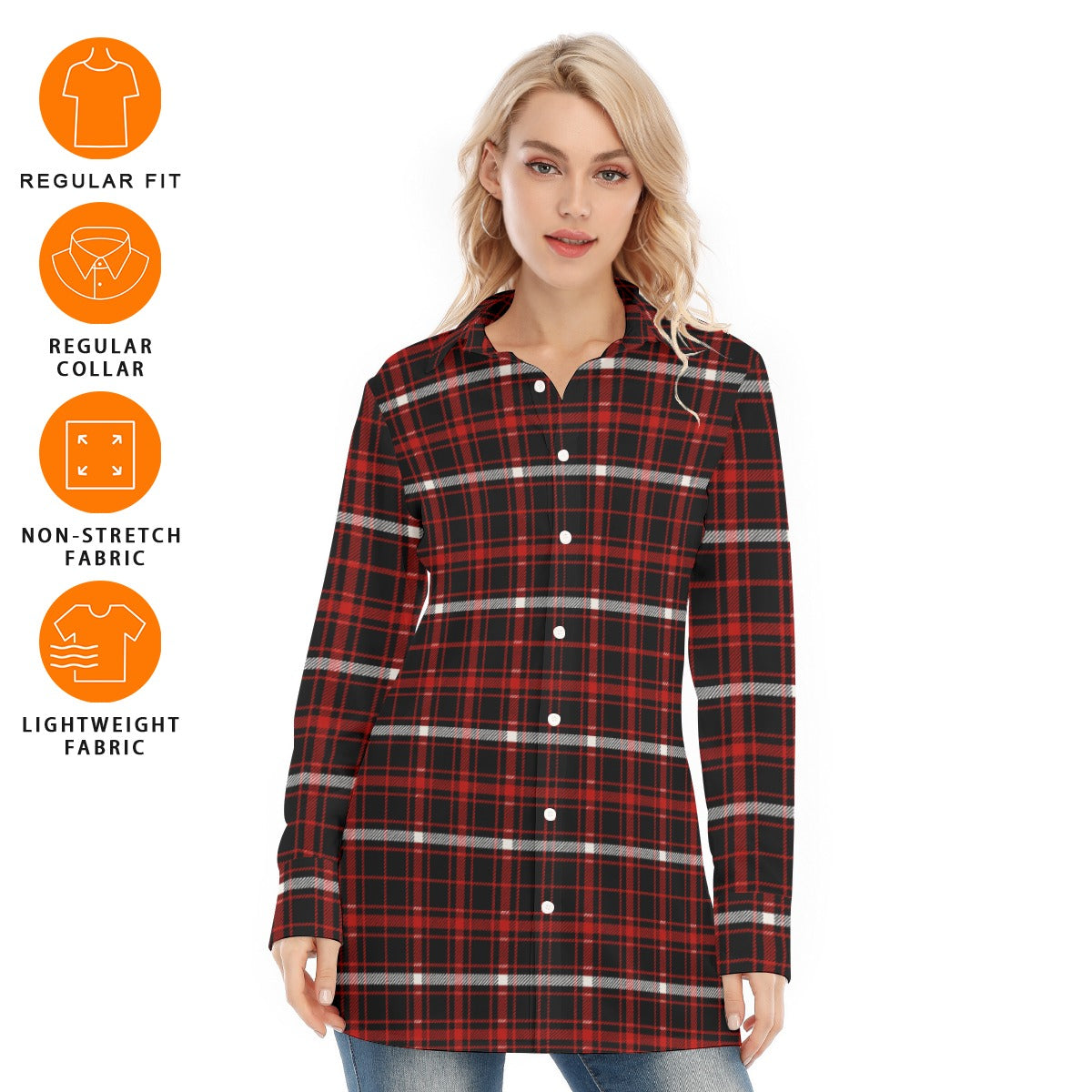Nebraska Tartan Plaid Cornhuskers Women's Long Shirt