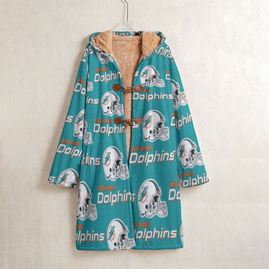 Miami Football Game Day All-Over Print Men's Horn Button Long Fleece Windbreaker