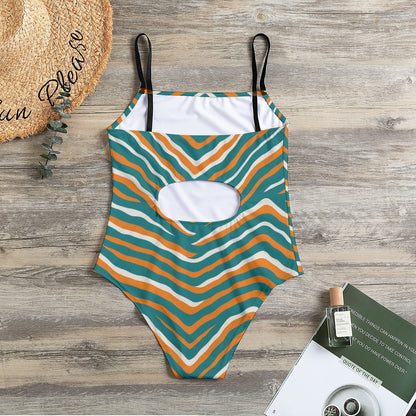 Miami Football Game Day All-Over Print Women's Halter Strap Swimsuit