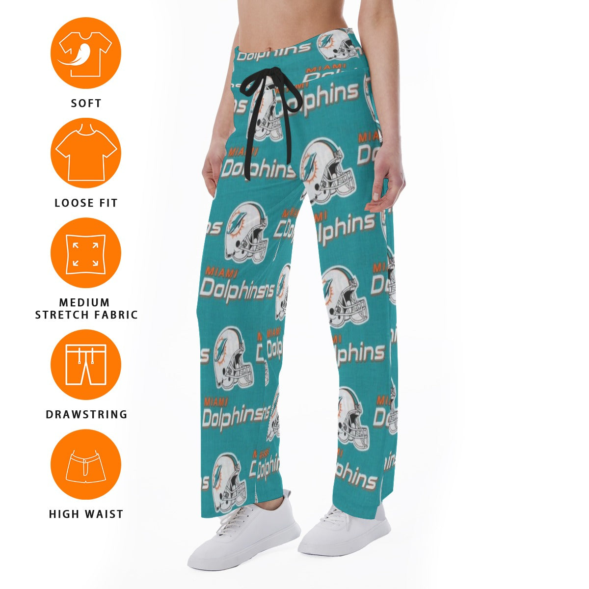 Miami Football Game Day All-Over Print Women's High-waisted Straight-leg Trousers