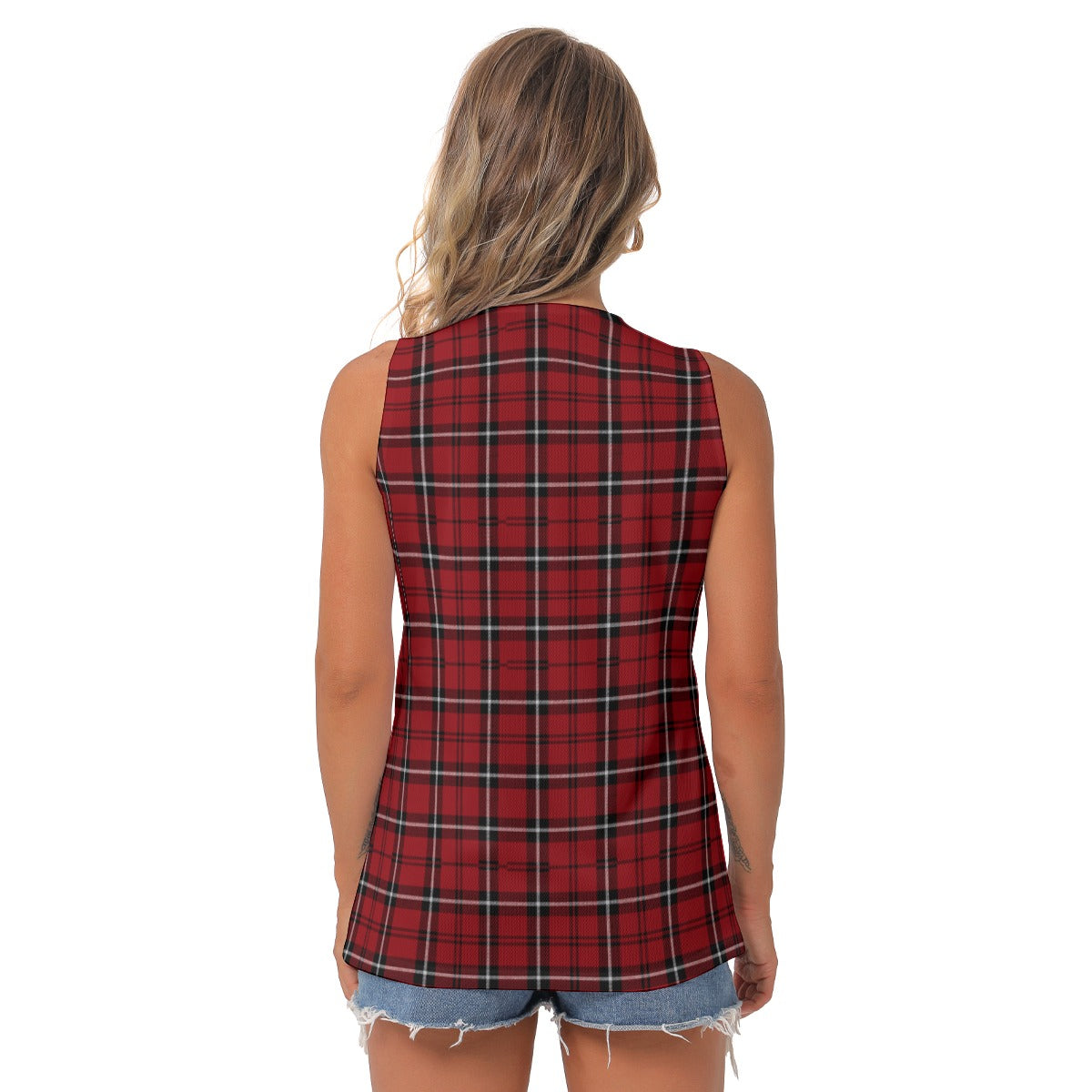 Alabama Tartan plaid Women's Sleeveless V-Neck Top