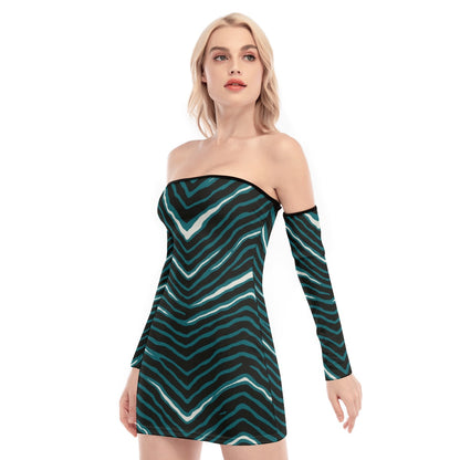 Philadelphia Football Game Day All-Over Print Women's Off-shoulder Back Lace-up Dress