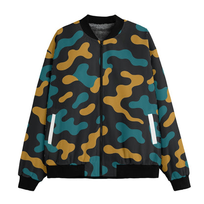 Jacksonville Jaguars Camo Fleece Bomber Jacket – Teal, Black and Gold NFL Streetwear