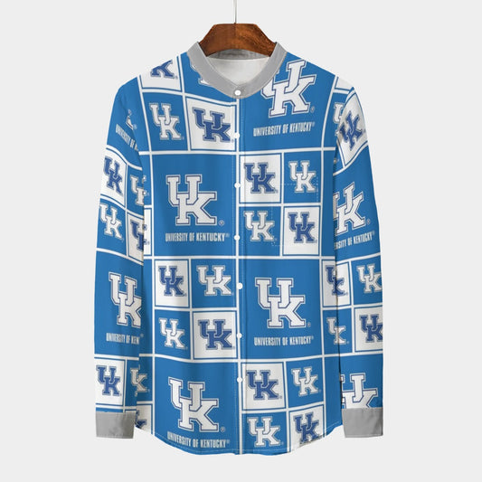 Kentucky - Wildcats Stand Collar Shirt With Long Sleeve|110GSM Imitation Flax