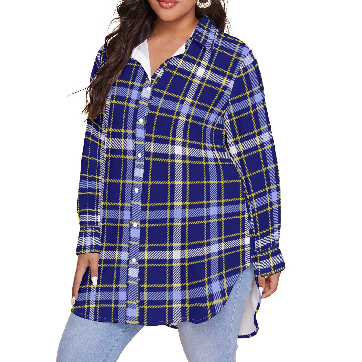 Michigan Tartan Plaid Wolverines Women's Shirt With Long Sleeve(Plus Size)
