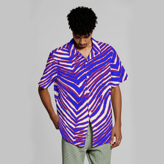 Buffalo Bills Zubaz Men's Hawaiian Shirt With Button Closure