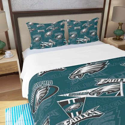 Philadelphia Football Game Day Three Piece Duvet Bedding Set