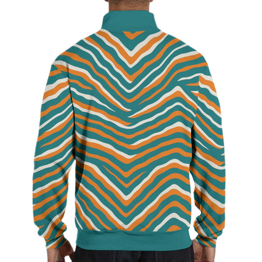Miami Football Game Day All-Over Print Men's Hidden Half-Zip Placket Hoodie