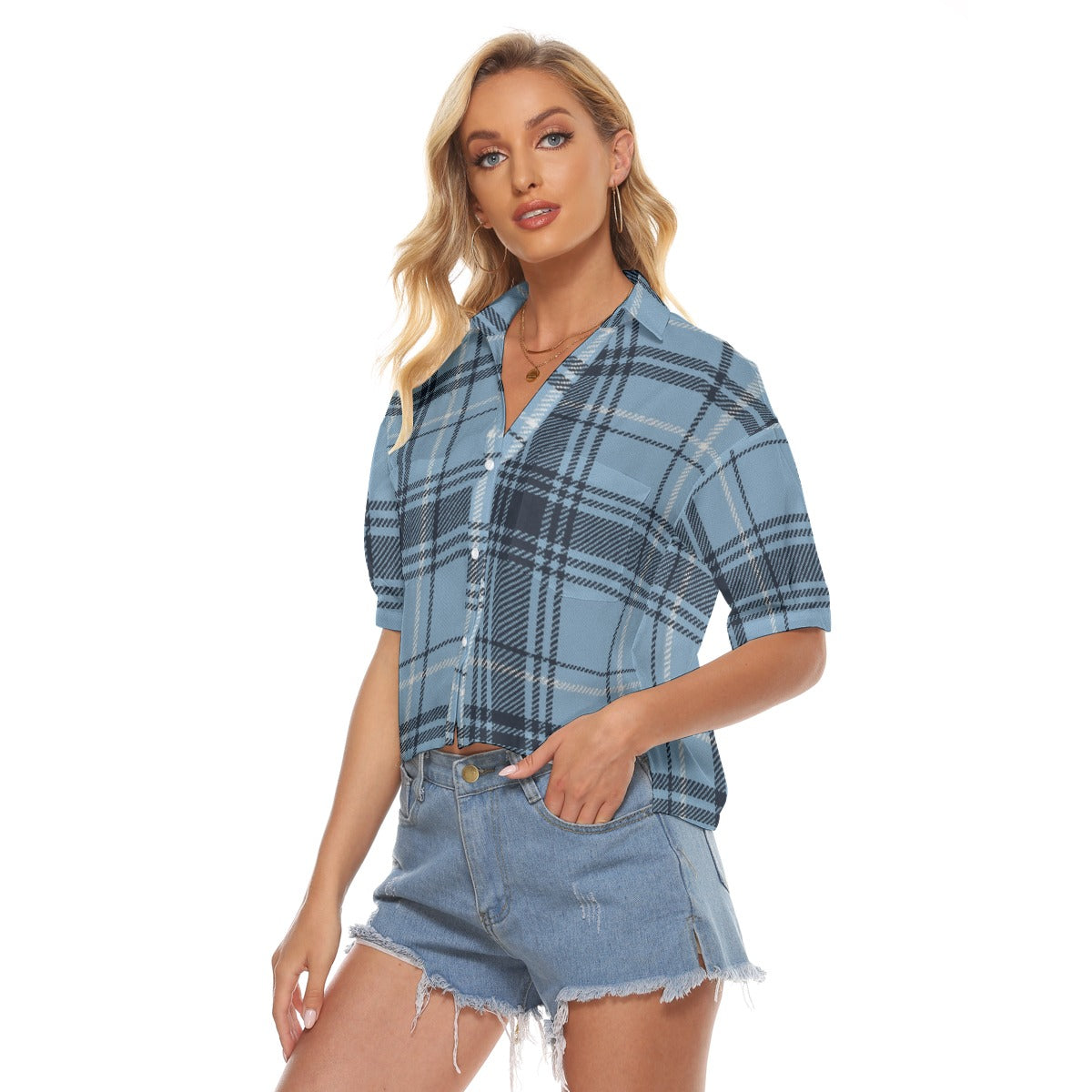 Urban Legend North Carolina Tar Heels Tartan Plaid Women's V-Neck Shirt – Carolina Blue and White Co
