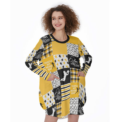 Pittsburgh Steelers Women's Casual Loose Long Sleeve Dress With Pocket